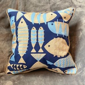 Coastal Blue depths school of fish pillow